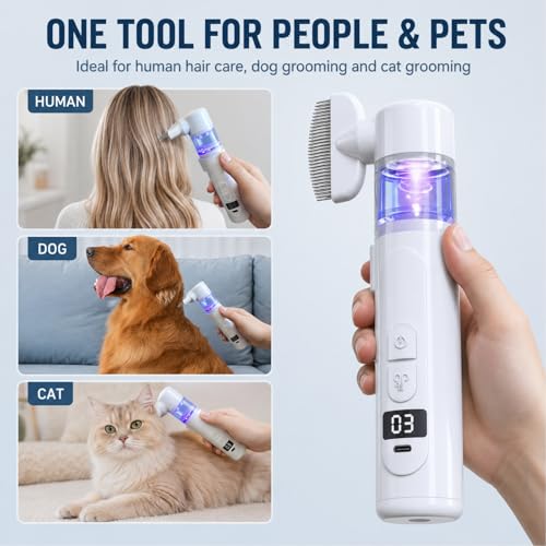 2 in 1 Pet Combs, Electric Pet Brush & Flea Comb, USB Rechargeable Detangling Brush & Lice Comb for Dogs,Cats Removes Fleas, Mats and Loose Hair for Long/Short Haired Pets