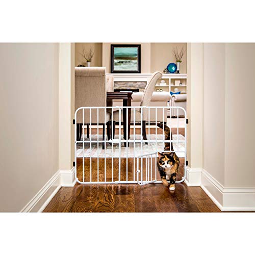 Carlson Pet Products Tuffy Metal Expandable Pet Gate, Includes Small Pet Door, 24 x 22-38 Inch, White - size: 24" Tall, 22-38" Wide