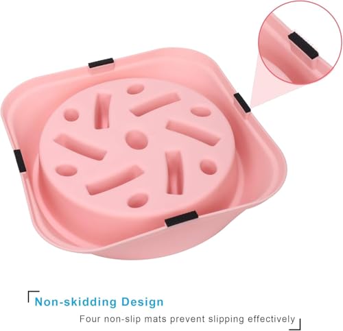 UPSKY Slow Feeder Small Dog Bowl - Anti-Slip Puzzle Bowl Feeder, Interactive Bloat Stop, Anti-Choking - color: pink