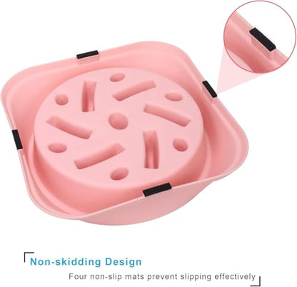 UPSKY Slow Feeder Small Dog Bowl - Anti-Slip Puzzle Bowl Feeder, Interactive Bloat Stop, Anti-Choking - color: pink