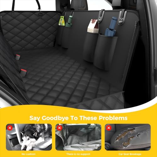 Dog Car Seat Cover for Back Seat,100% Waterproof Scratch Proof Nonslip Seat Cover,600D Heavy Duty Scratch Soft Dog Hammock for Car for Cars Trucks and SUVs Black