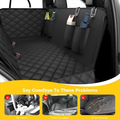 Dog Car Seat Cover for Back Seat,100% Waterproof Scratch Proof Nonslip Seat Cover,600D Heavy Duty Scratch Soft Dog Hammock for Car for Cars Trucks and SUVs Black
