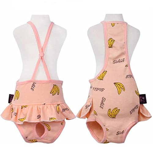 2 Pieces Dog Diaper with Suspender Washable Sanitary Pantie Reusable Puppy Sanitary Pants Cute Pet Underwear Diapers Jumpsuits for Small Female Dogs Girl in Heat Period (M) - size: M(5-7LB)
