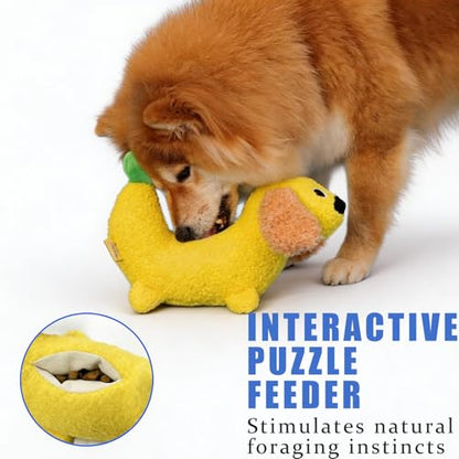 Banana Dog Puzzle Toys - Enrichment Squeaky Crinkle Snuffle Treat Dispensing Smart Dog Toys for Boredom and Stimulating, Durable Plush Dog Chew Toys for Large Medium Small Puppy Teething - color: Banana Dog