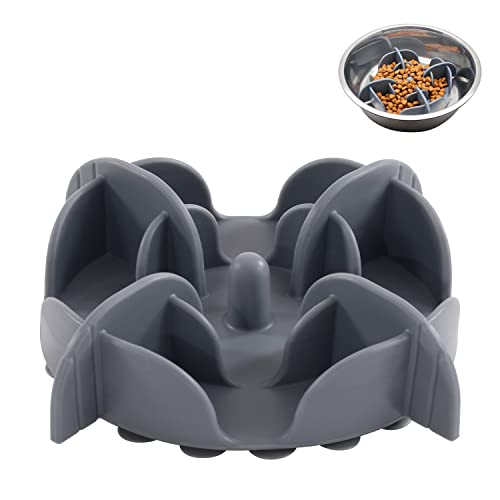 Jaoul Slow Feeder Dog Bowls Insert for Large Breed, 7 Inch Cuttable Slow Feeder Insert with 32 Octopus Suction Cups for Medium Large Size Dog Food Bowl (X-Large, Grey) - color: Grey, size: Cuttable(X-Large)