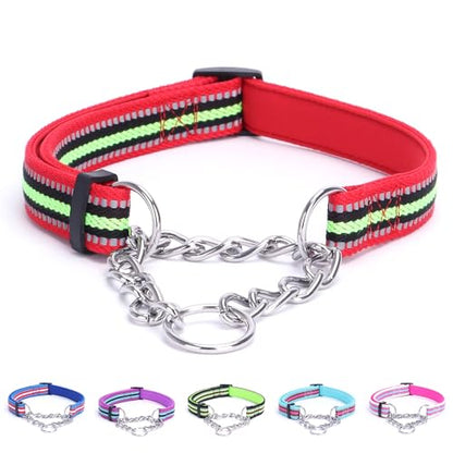 Reflective Martingale Dog Collars, Adjustable Soft Neoprene Padded Breathable Nylon Pet Collar for Puppy, Medium and Large Dogs,Red,S - color: Red, size: S