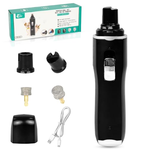 Tife Dog Nail Grinder,2 Speed Electric Rechargeable Dog Nail Trimmer,Quiet and Low-Vibration Pet Nail Grinder,Painless Dog&Cat Grooming Supplies for Large Medium Small Pets - color: Black-525