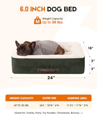 Upvilla Orthopedic Dog Bed, Four-Sided Cushioned Egg-Shaped Foam Dog Sofa, Waterproof Removable Cover, Cat Bed with Non-Slip Base, Small Pet Bed,Green - color: Green, size: 24"l x 18"w x 6"th
