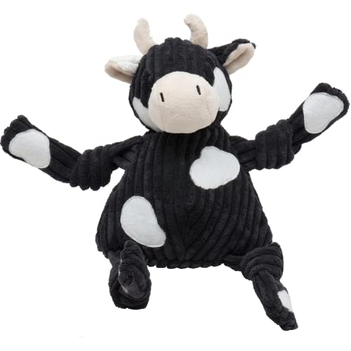 HuggleHounds Knottie Plush Dog Toy - Dog Stuffed Animal Toy, Squeaky Puppy Toys, for Small, Medium & Large Dogs, Durable Plush to Keep Them Busy - Angus Cow, Large - size: Large, style: Angus Cow