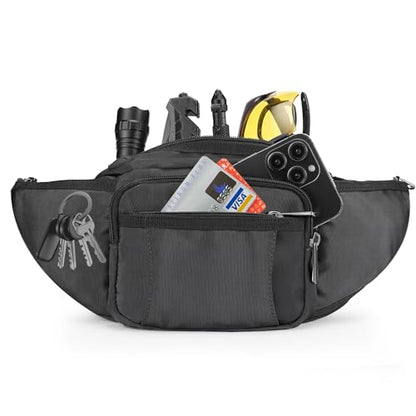 NOOLA Fanny Pack Waist Bag for Men Women, Lightweight Waist Pack with Water Bottle Holder, Adjustable Belt Bag with Multi-Pockets for Hiking, Dog Walking, Outdoor, Cycling, Running, Travel, Black - color: Black