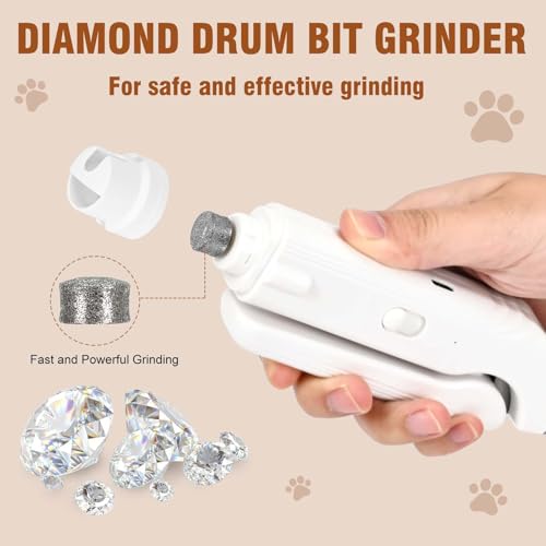 2-in-1 Dog Nail Grinder &Dog Nail Clippers with Light，Cat Nail Clippers ，Ultra-Quiet, USB Rechargeable, Multiple Grinding Methods, and Splash Guard for Large Medium Small Dogs Cats Pets(White) - color: white