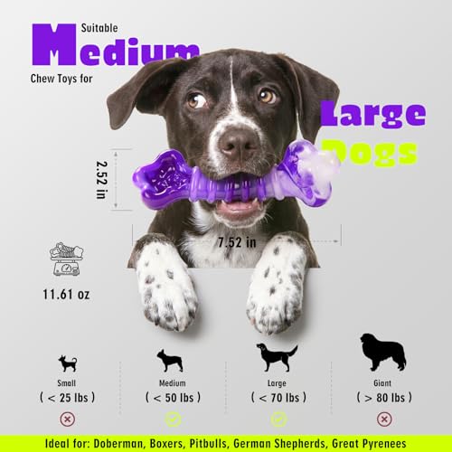 Kseroo 2-Pack Indestructible Dog Toys for Aggressive Chewers: Beef-Flavored Tough Dog Chew Toys, Nylon Large Dog Chew Toys to Keep Them Busy, Dog Chew Bones for 25-70lbs Medium & Large Dogs - color: Purple