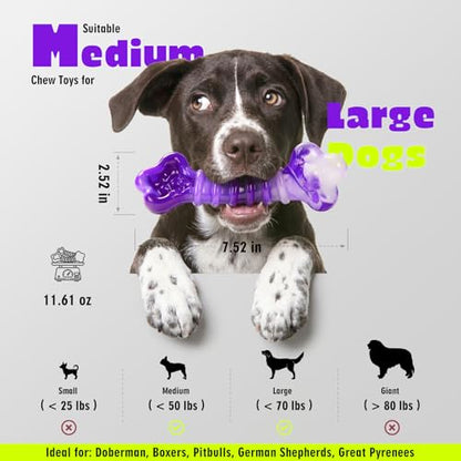 Kseroo 2-Pack Indestructible Dog Toys for Aggressive Chewers: Beef-Flavored Tough Dog Chew Toys, Nylon Large Dog Chew Toys to Keep Them Busy, Dog Chew Bones for 25-70lbs Medium & Large Dogs - color: Purple