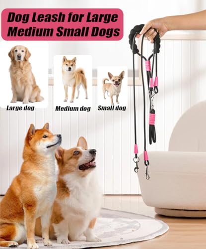 Hands Free Double Dog Leash for Two Dogs, No Tangle 360° Swivel Fit for Small and Medium Breeds, Adjustable Split Leads (Blue(5A Level Pet-Friendly Premium Edition) - color: Blue(5A Level Pet-friendly Premium Edition）