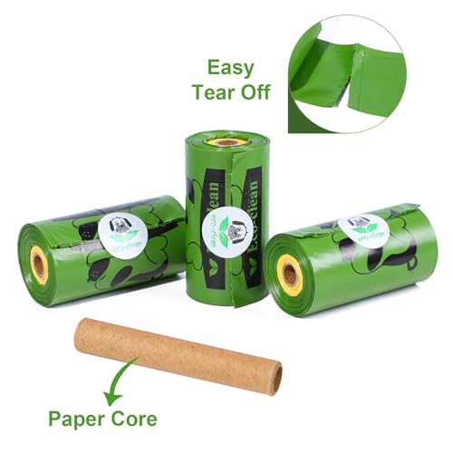 ECO-CLEAN Dog Poop Bags with 3 Bags Left Indicator - 360 Count Extra Thick and Leak Proof Pet Waste Bags with 1 dispenser, Unscented - color: Green with Indicator
