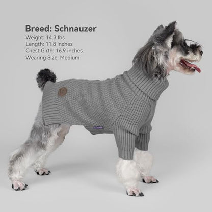 cyeollo Small Dog Sweater with Long Sleeves Turtleneck Knitted Warm Dog Clothes Puppy Sweaters for Small Dogs, Grey S - color: Grey, size: Small