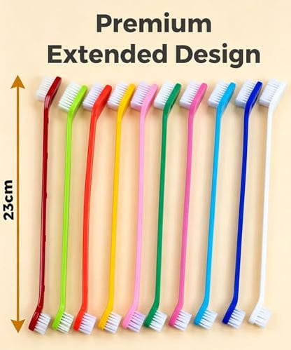 20Pcs Double Headed Pet Toothbrush for Dogs & Cats - 10 Colors x 2 Pack Long Handle Dog Cat Dental Brushes with Soft Bristles - Bulk Value Pack for Multi-Pet Homes and Travel - color: 20pack