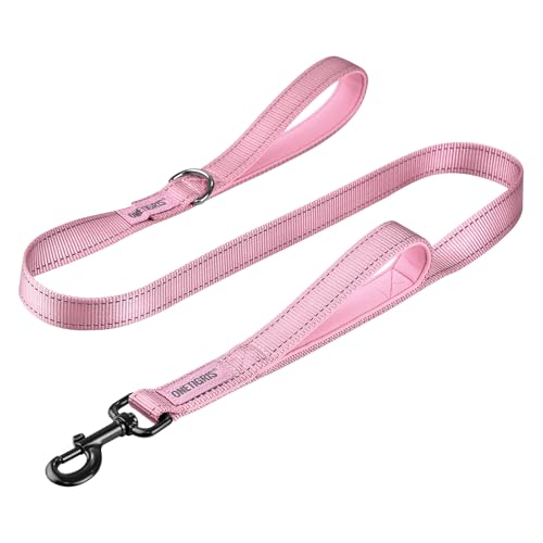 OneTigris Handled No-Pull Dog Walking Leash Long Traffic Leads for Medium to Large Dogs (Pink, 4FT) - color: Pink, size: 4FT