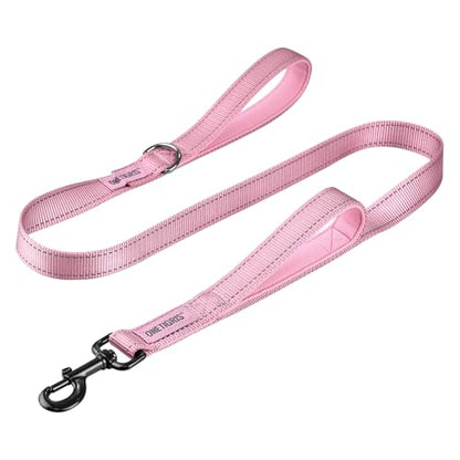 OneTigris Handled No-Pull Dog Walking Leash Long Traffic Leads for Medium to Large Dogs (Pink, 4FT) - color: Pink, size: 4FT