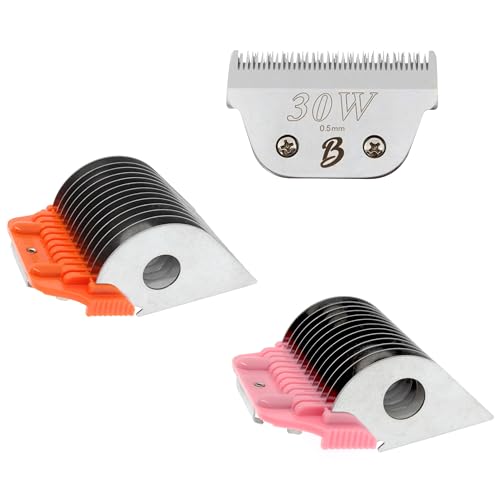 30 Wide Blade & 32mm 38mm Wide Clipper Guard Attachment Set for A5 Series Clippers| Stainless Steel Blade for Professional Dog Groomers| Snap-On/Off Design Wide Guard Combs for Dog Grooming - color: 3Pcs Set(30w, 32mm, 38mm)