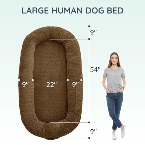 ChiXnuggle Faux Fur Washable Human Dog Bed Cover | 72*40*10,removable replace cover,soft fur,non-slip bottom,brown - color: Brown, size: Cover (72x40x10)