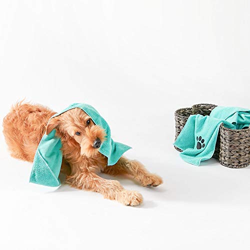 Bone Dry Pet Grooming, Embroidered Microfiber Towel Drying Collection, 15x30, Aqua - color: Aqua, size: 15x30"
