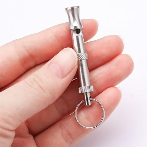 Silver Adjustable Ultrasonic Dog Whistle, Portable Whistle Pet Whistle Supersonic Whistle Dog Whistles for Pet Training, Training and Behavior Aids, Dog Whistle Training, Dog Whistles