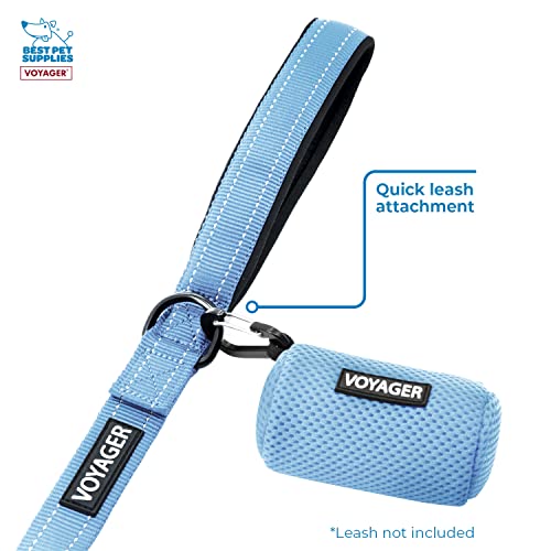 Best Pet Supplies 강아지 배변 봉투 홀더 목줄 부착물, 15개의 가방 포함, 베이비 블루, 여행, 산책, 공원 및 실외 사용을 위한 재사용 가능한 메시 디스펜서 파우치, 클립온으로 부드럽고 내구성 있음 - color: 메시 (베이비 블루), size: 1 개(1 팩)