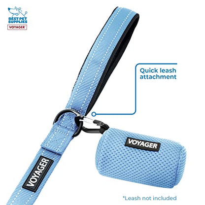 Best Pet Supplies 강아지 배변 봉투 홀더 목줄 부착물, 15개의 가방 포함, 베이비 블루, 여행, 산책, 공원 및 실외 사용을 위한 재사용 가능한 메시 디스펜서 파우치, 클립온으로 부드럽고 내구성 있음 - color: 메시 (베이비 블루), size: 1 개(1 팩)