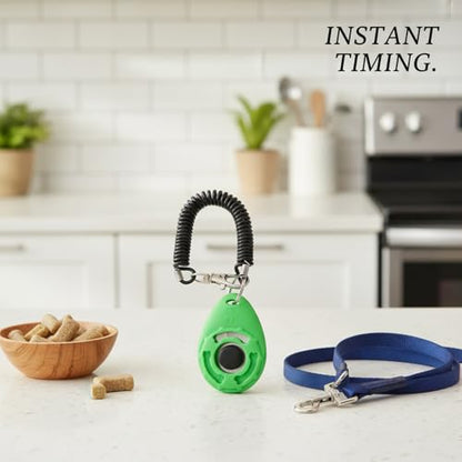 Dog Training Clicker with Wrist Strap - Ergonomic Mechanical Sound Signal for Obedience & Trick Training, Durable PP Plastic (1 Pack) - color: Green