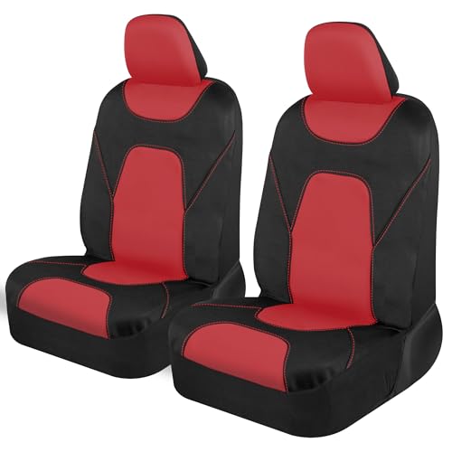 Motor Trend AquaShield Waterproof Front Seat Covers, Red Seat Covers for Cars – Neoprene Front Car Seats Cover, SUV Seat Covers Protector - Car Interior Cover for Auto, Trucks, & Dog Owners - color: a6-Black & Red Front Seats