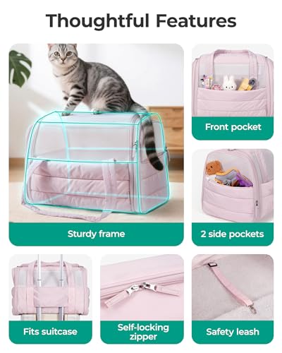 BAGSMART Cat Carrier: Soft-Sided Pet Carrier for Small Medium Cats Dogs Puppy Quilted Collapsible Puffy Travel Bag Up to 20 Lbs Grey - color: Dark Grey, size: 18.1"L x 11.0"W x 11.0"H