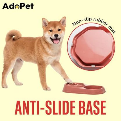 Slow Feeder Dog Bowl with Silicone Lick Mat, Non-Slip Dual Feeding Station for Dogs, Slow Eating Bowl to Help Reduce Fast Eating, Removable Lick Pad (Red) - color: Red