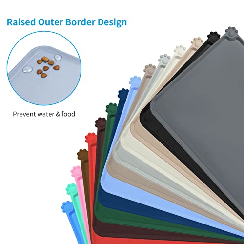 AUDWUD Silicone Waterproof Pet Feeding Mats,Anti Slip Bowl Pad,Dog Mat for Food and Water - color: Ice Blue, size: 18.5" x 11.5"