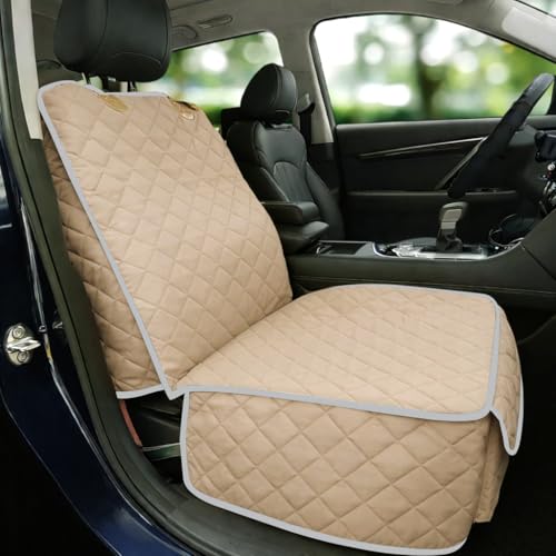 Bark Lover Deluxe Dog Seat Cover for Front Seat-More Durable Waterproof Front Seat Protector, High Heat Resistant and Nonslip Front Seat Cover for Dogs Kids, Universal Size (Warm Beige,1 Pack) - color: Warm Beige-1 Pack