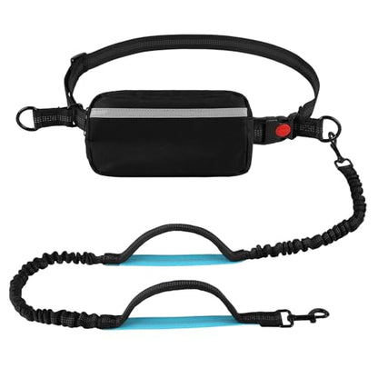 Hands-Free Dog Leash, Large (25-120 lbs), Black | Zippered Storage Pouch, Double Padded Handles, Heavy-Duty Bungee Cord, Ideal for Walking, Jogging & Running