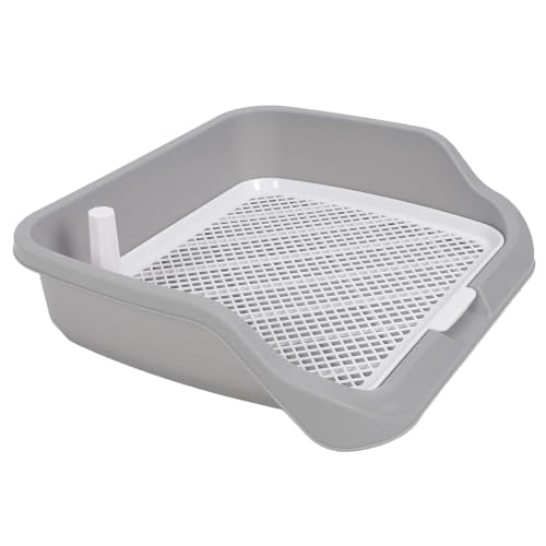 SUNGOOYUE Dog Potty Tray Portable PP Puppy Training Toilet 21.3 X 17.7 X 5.1 in Detachable Washable with Wall Mesh Design for Small Dogs Indoor Use (Gray)
