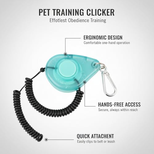 Dog Training Clicker with Wrist Strap - Ergonomic Mechanical Sound Signal for Obedience & Trick Training, Durable PP Plastic (1 Pack) - color: Blue