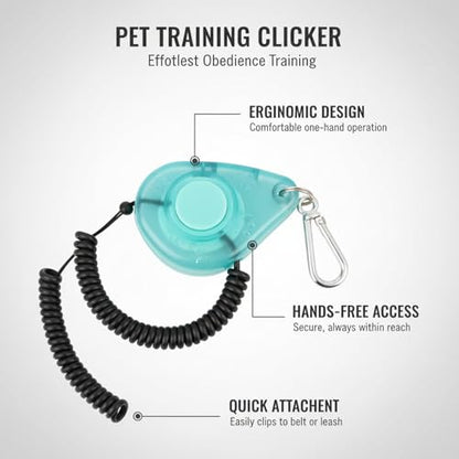 Dog Training Clicker with Wrist Strap - Ergonomic Mechanical Sound Signal for Obedience & Trick Training, Durable PP Plastic (1 Pack) - color: Blue