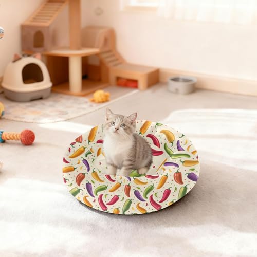 Pet Bed Chilli Pepper Lovely Dots Print, 18" Small Dog Cuddler with Anti-Slip Bottom, Cute Pattern Round Sofa for Indoor Puppies & Kittens, All-Season Comfort - size: Small
