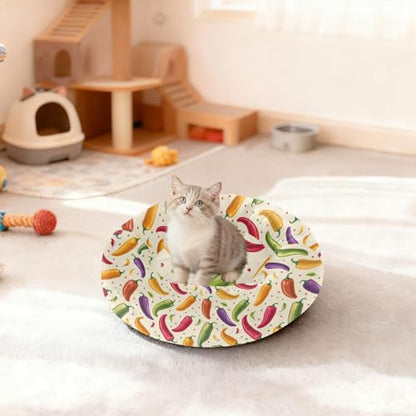 Pet Bed Chilli Pepper Lovely Dots Cat Snuggler Soft Winter Cushion, Cozy Round Bolster Nest for Indoor Kittens & Small Pets 15" - size: X-Small