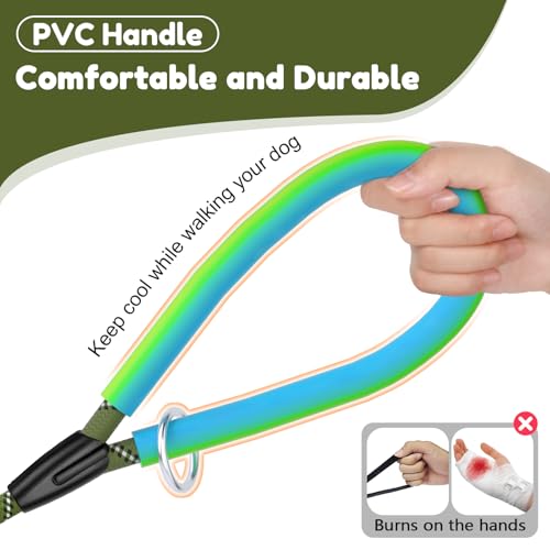 Dog Leash Heavy Duty 4/5/6ft XiaZ 2 Handles Dog Leashes for Medium Large Dogs 1/2 Inch 1000lb Strength Reflective PVC Waterproof-Handles Metal Hook Dual-Handle Rope Leash Nighttime Safety - color: Green, size: 5FT (1/2")