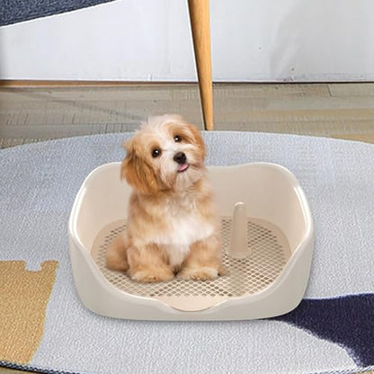 Dog Toilet - Indoor Potty Tray with Mesh Grids, Cleaning Tool Included - White Medium - color: White Medium