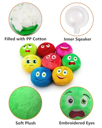 Squeaky Dog Toys, Stuffed Plush Puppy Toy Balls to Keep Them Busy, (4 Pack) Interactive Funny Pet Ball with Squeaker for Puppies Small Breed Medium Dogs - style: Medium 2.9" (4 Pack B)