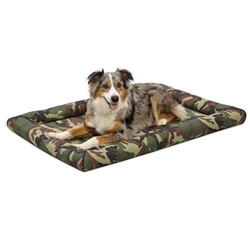 MidWest Homes for Pets Large QuietTime MAXX Ultra-Rugged Dog Bed, Water & Odor Resistant, Bolstered Edge, Non-Slip Bottom, Fits 42-inch Crates, Camo - color: Camo, size: 42 Inch
