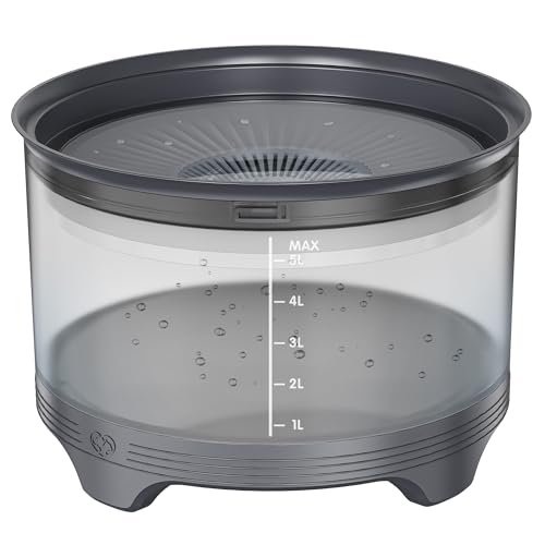 UPSKY 5.5L Dog Water Bowl,186oz Large Capacity, No Spill Anti-Slip Slow Drinking Pet Feeder for Messy Drinkers - color: Gray
