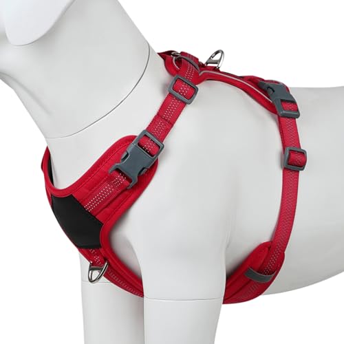 Plutus Pet No Pull Dog Harness, Release at Neck, Soft Padded, Reflective Adjustable Dog Vest Harness for Small, Medium, Large Dogs(Red, S) - color: Red, size: S