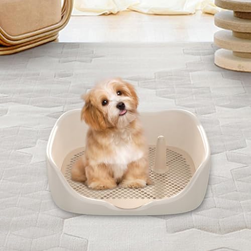 Dog Toilet - Indoor Potty Tray with Mesh Grids, Cleaning Tool Included - White Medium - color: White Medium