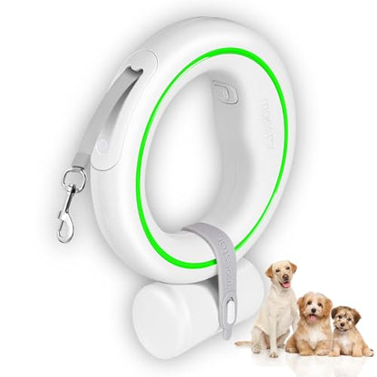 UFO Retractable Dog Leash Hands Free Wearable Laisse Chien with Poop Bag Holder One-Handed Brake Pause Lock 360° Tangle Free 10 ft Strong Nylon Tape Dog Leash for Up to 66lbs Medium Small Dogs - color: Green