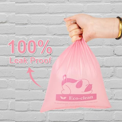 ECO-CLEAN 360 Count Dog Poop Bags with Dispenser, Leak-Proof, Cherry Blossom scented - color: Pink-Scented